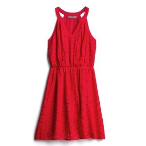 Market & Spruce Brea Eyelet Red Dress